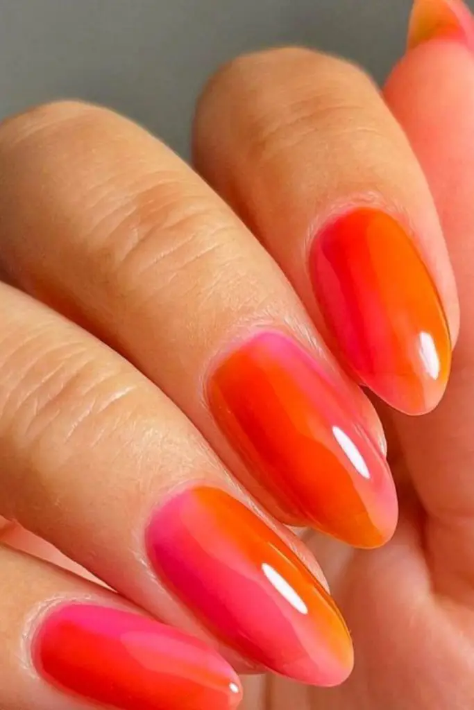 Bold citrus gradient summer nail aesthetic