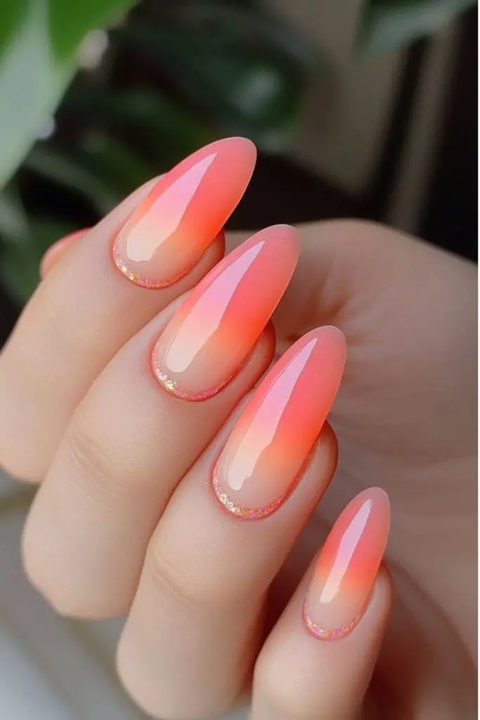Citrus stardust blush sparkling citrus nails