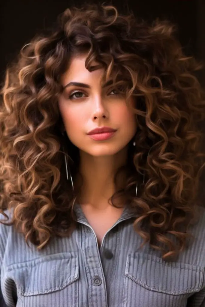 Voluminous crown curls with airy bounce