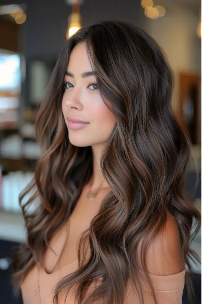 Clouded latte dipped dark balayage style