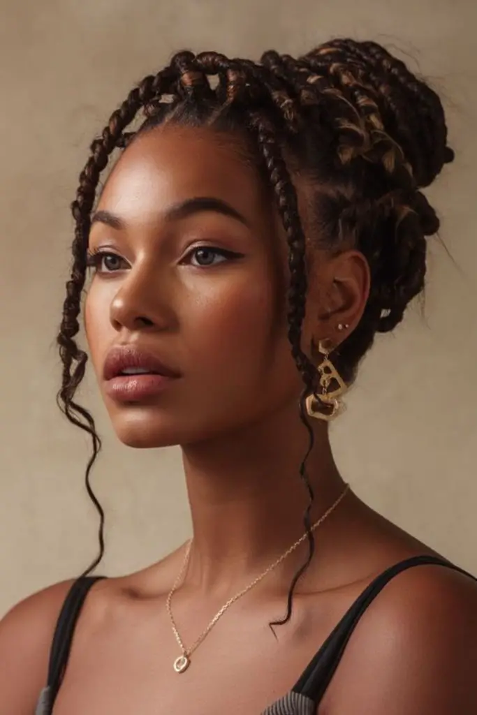 Messy loc bun with wild texture