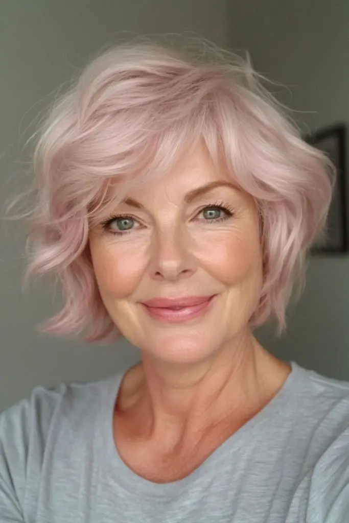 Playful coral bob with soft waves