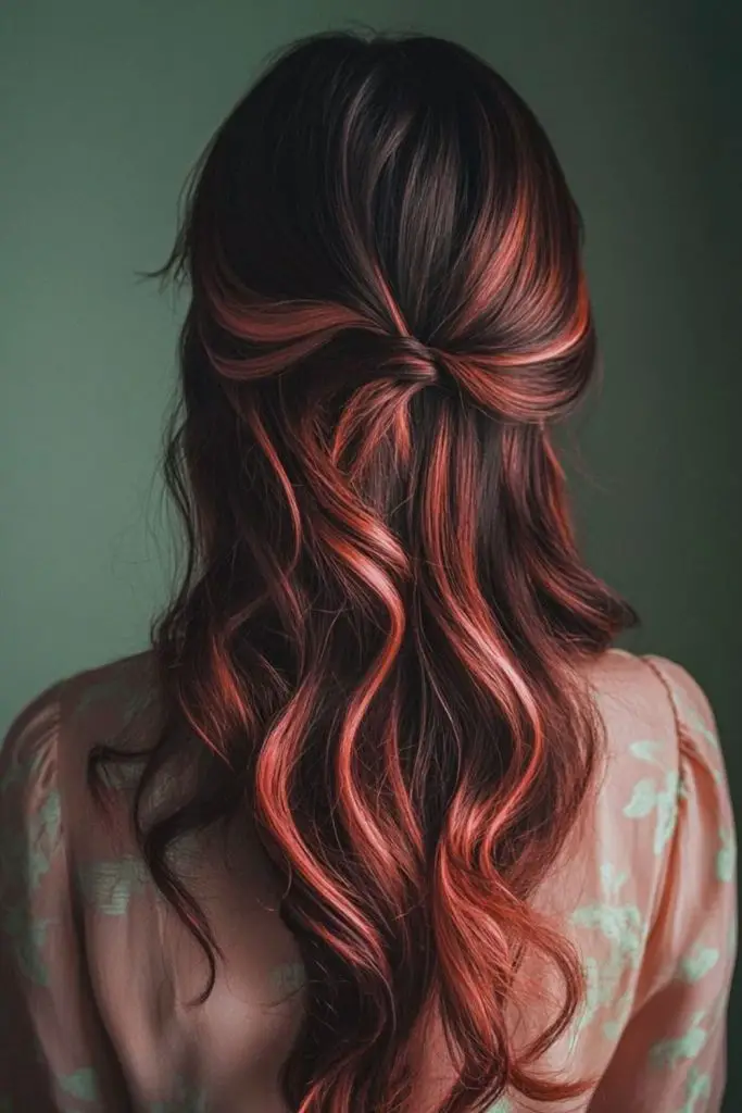 Red roots fading into soft brown