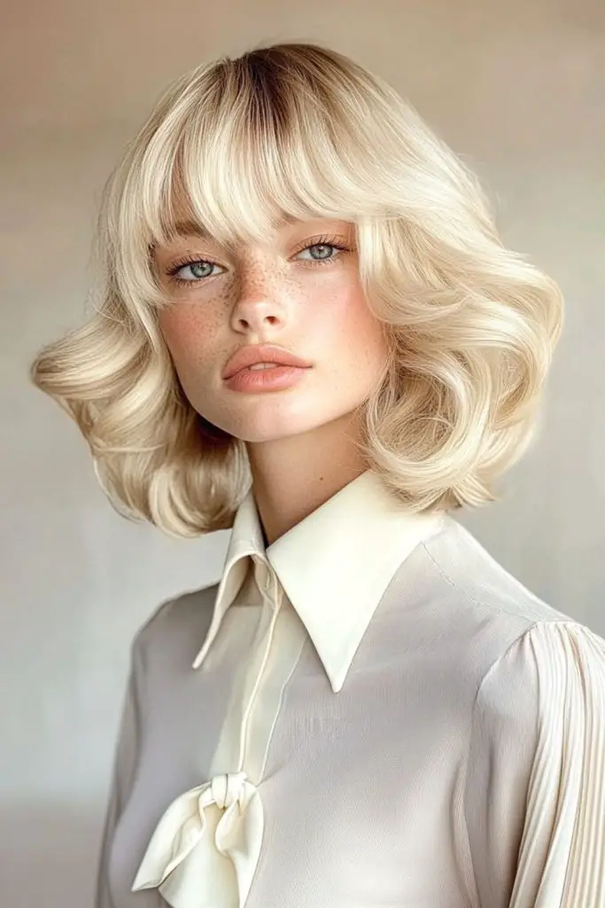 Platinum glowing butterfly haircut with shine