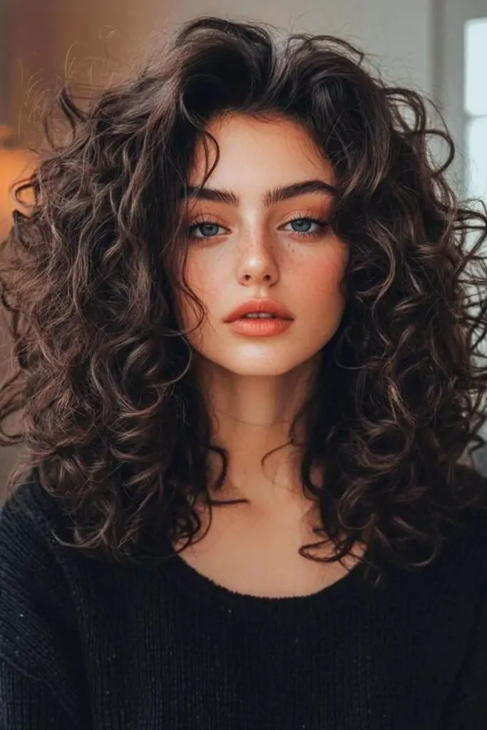 Center-part curls with soft volume