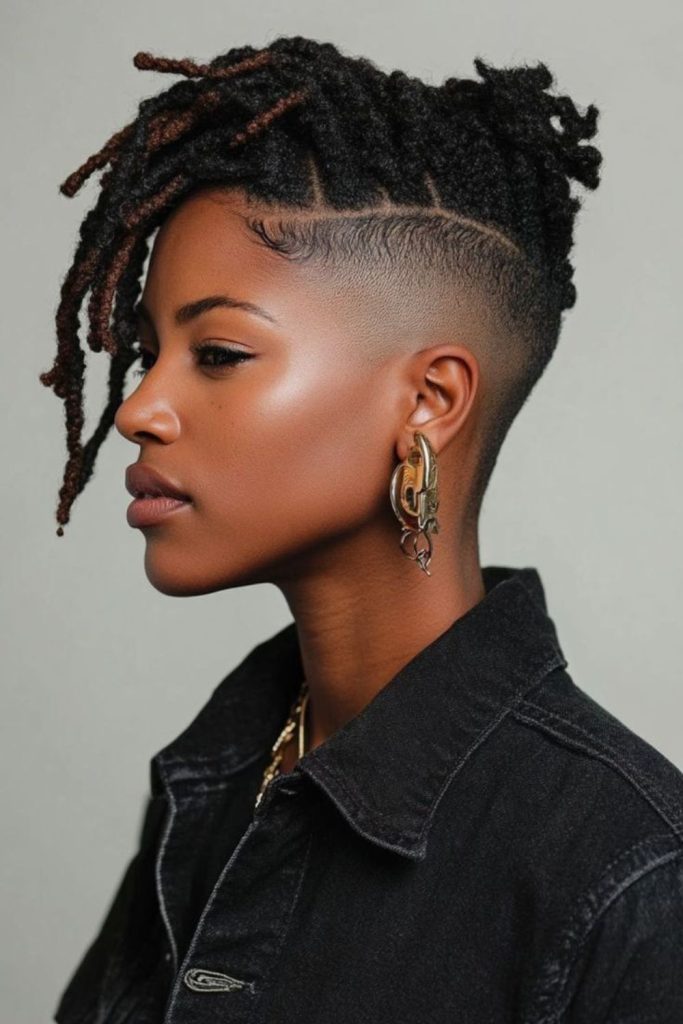 Short pixie locs with curve