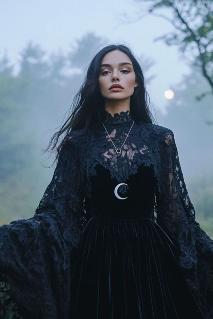 Dark fallen angel with flowing hair