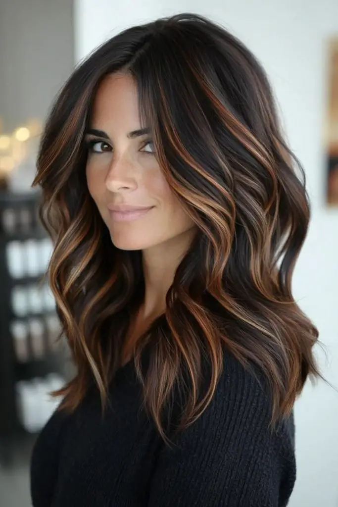 Desert caramel drip black hair