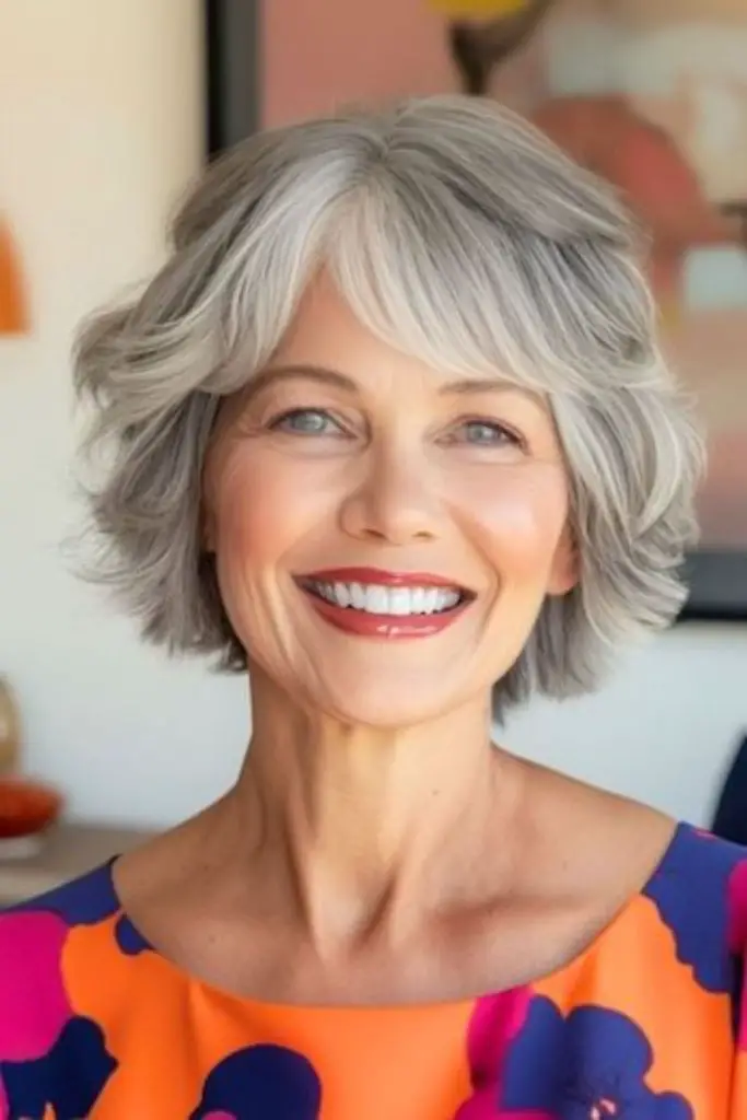 Inward-curved bob with glossy elegance