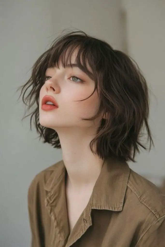 Short French bob with sweet flips.