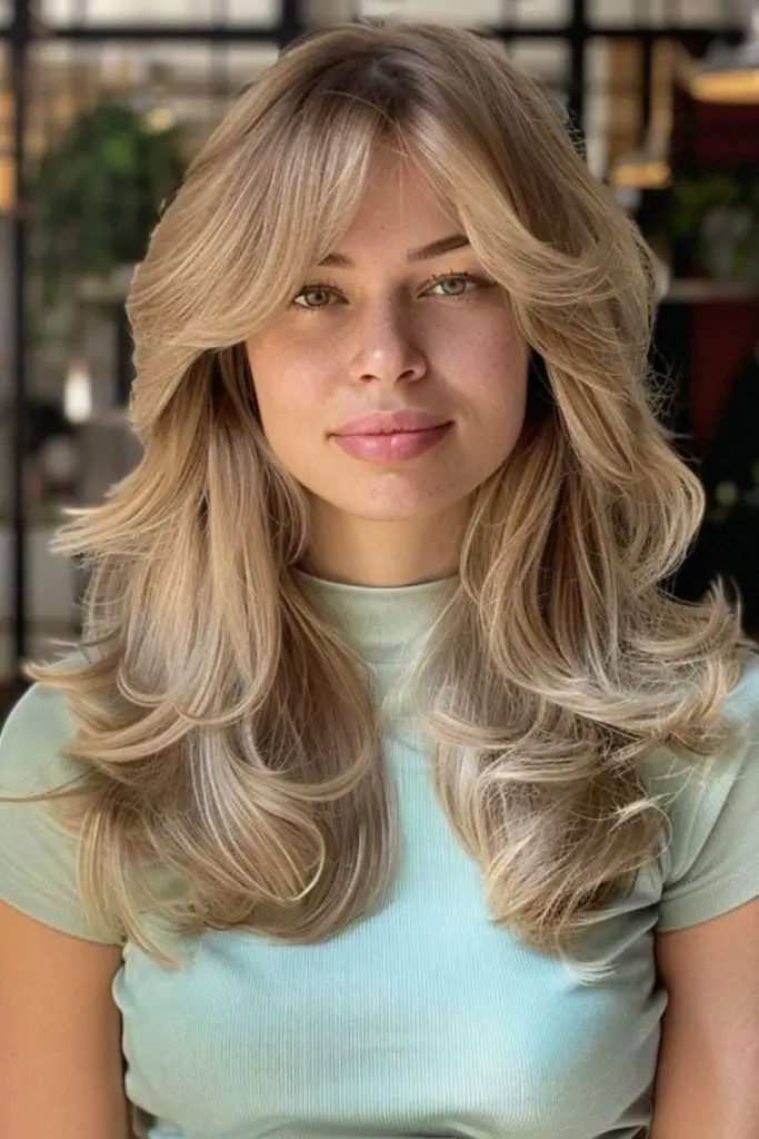 Bold outward flicked butterfly haircut