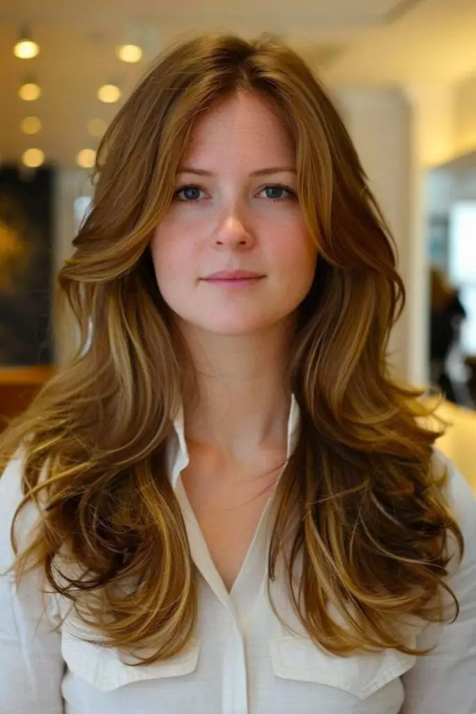 Fiery auburn butterfly haircut with flips