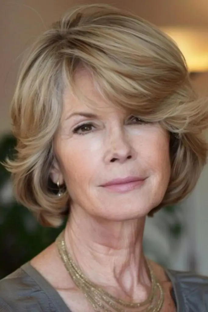 Sleek evening bob with warm tones.