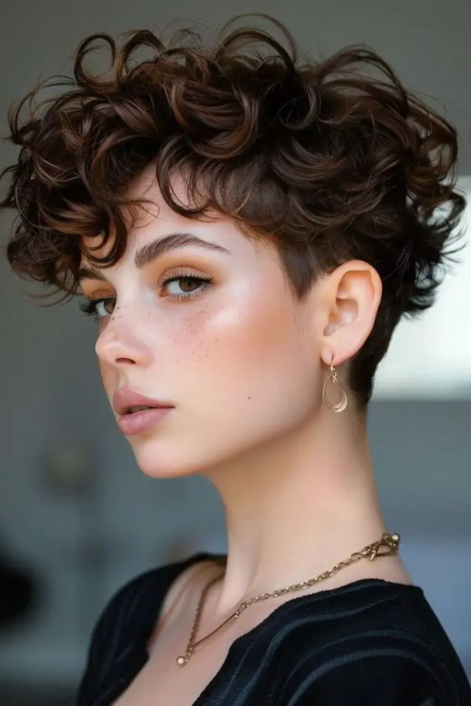 Whimsical short curls with flicked layers