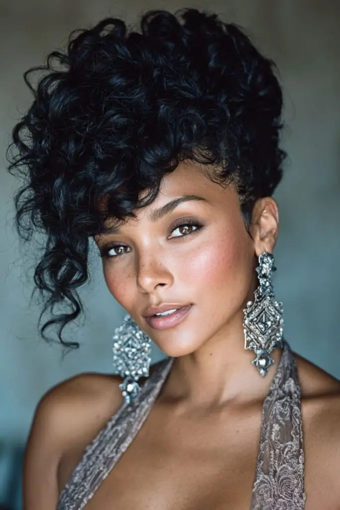 Faux hawk curls bridal statement