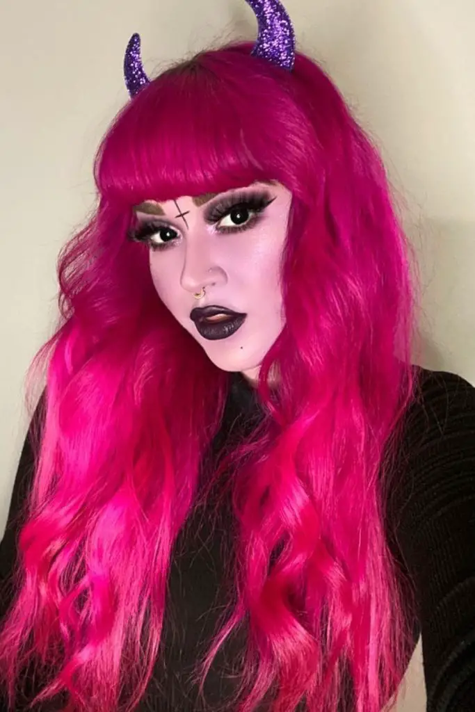 Flaming Neon Devil with pink horns