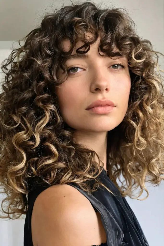 Curly bangs and side-framing tendrils