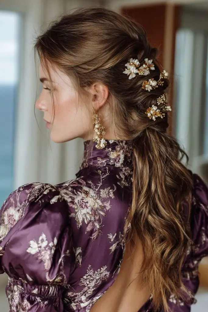 French braid meets half down waves