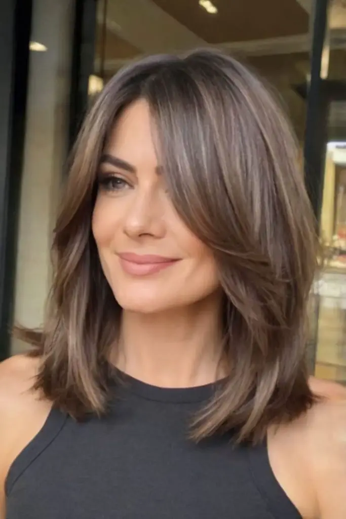 Collarbone cut with subtle crown lift