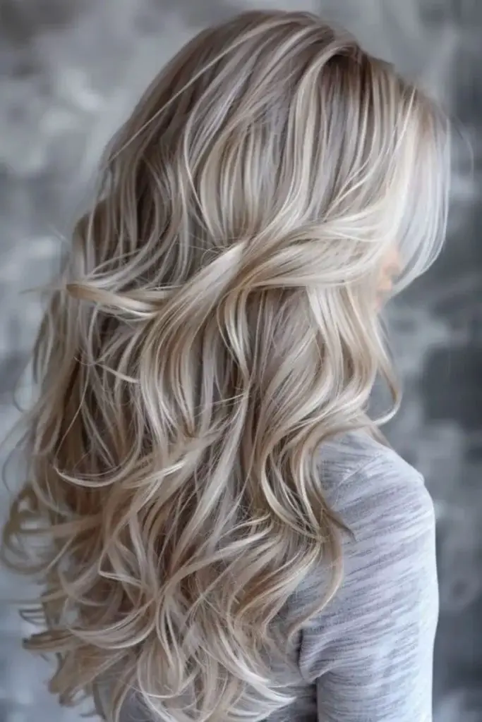 Icy blonde with smoky lowlight layers
