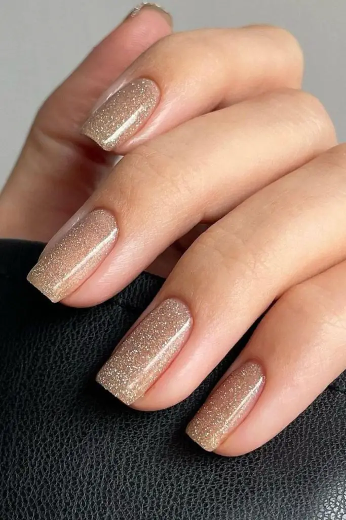 Brown beige nails icy winter shimmer