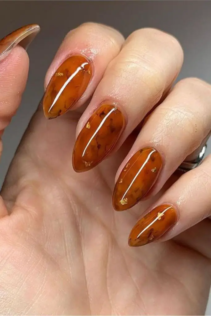 Glitter amber frost vintage amber nails