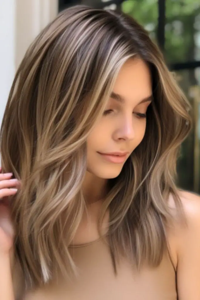 Caramel blonde slices on medium brown