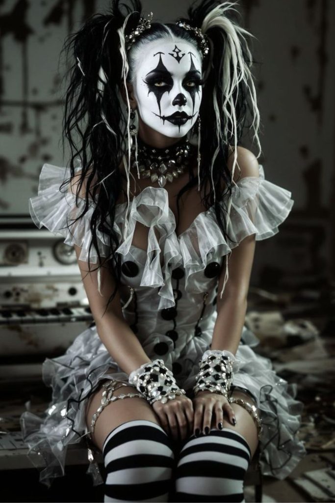 Gothic circus ringmaster with coal curls