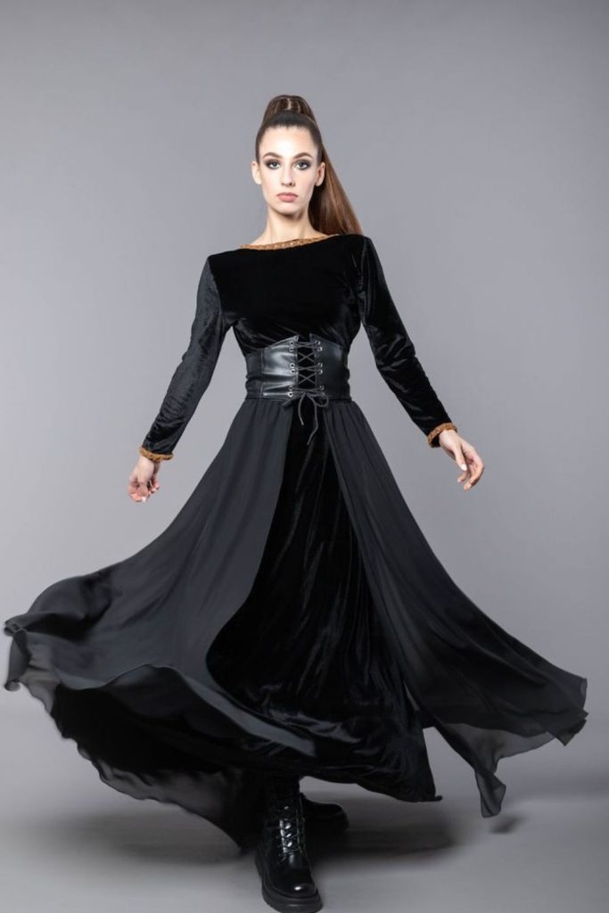 Velvet corset flowing skirt gothic