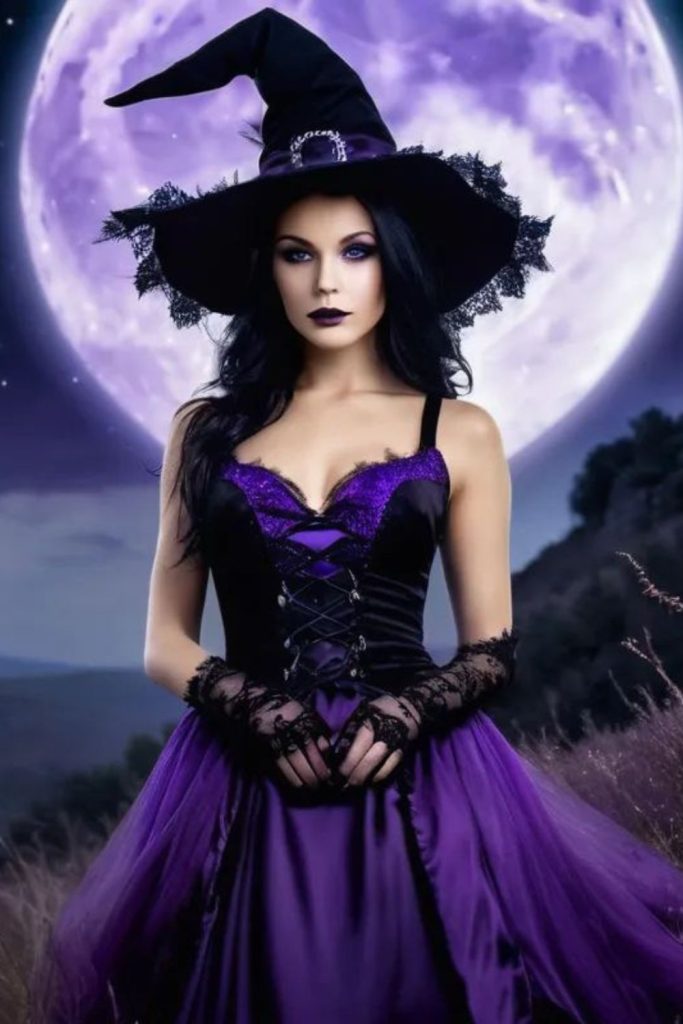 Gothic witch queen with black hair