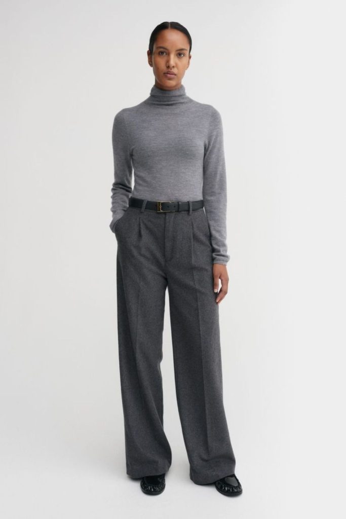 Graphite gray minimalist layered fall fashion.