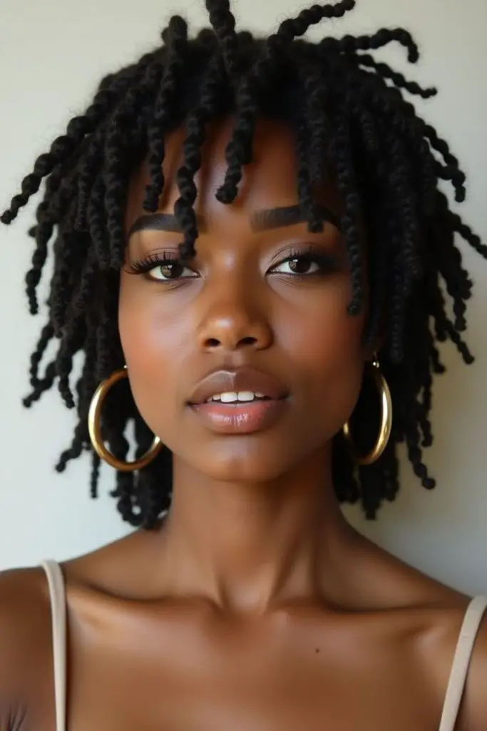 Loc fringe with tousled messy bangs