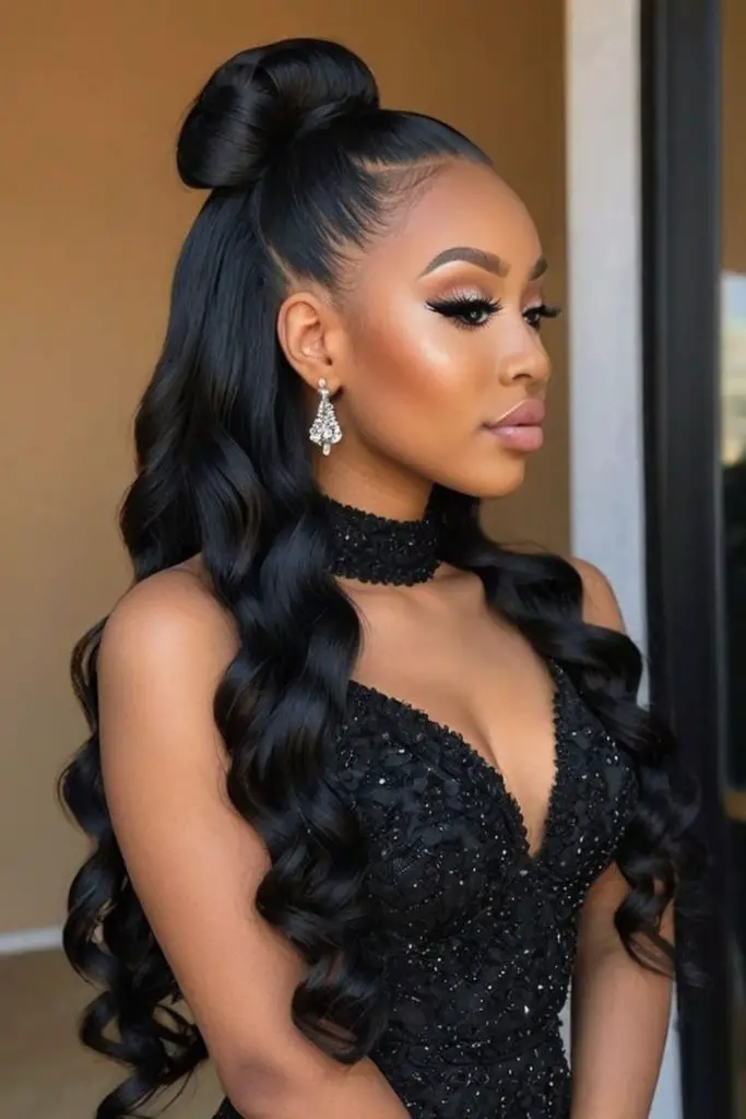 Half up curly bridal style