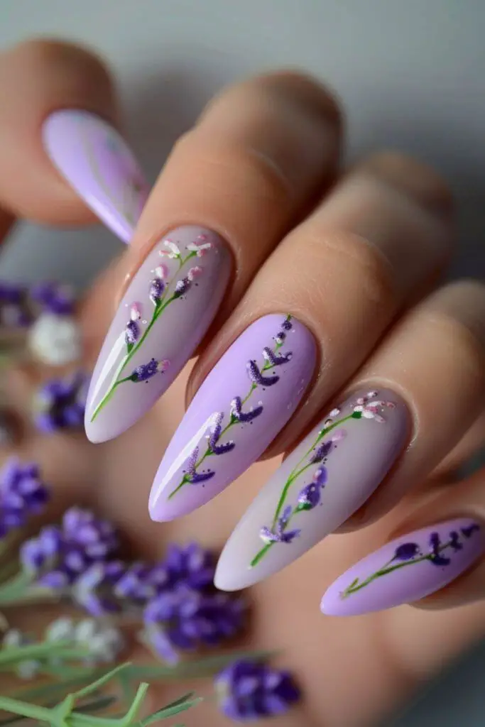 Lavender breeze pastel nail art.