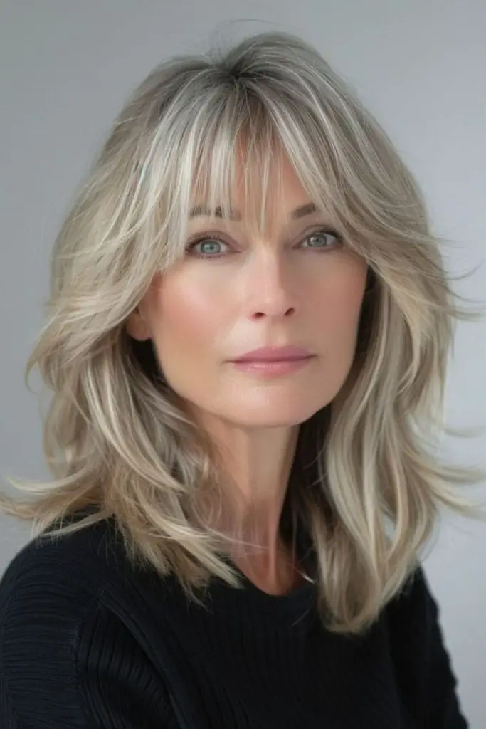 Lightly layered lob for airy flow.