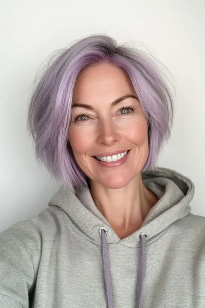 Smooth lilac bob with elegant frame