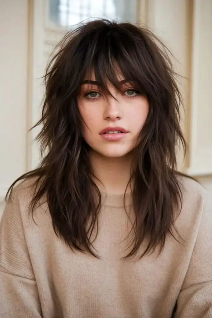 Long shag haircut with choppy ends
