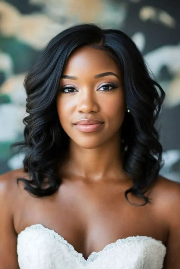 Loose waves simple bridal hairstyle