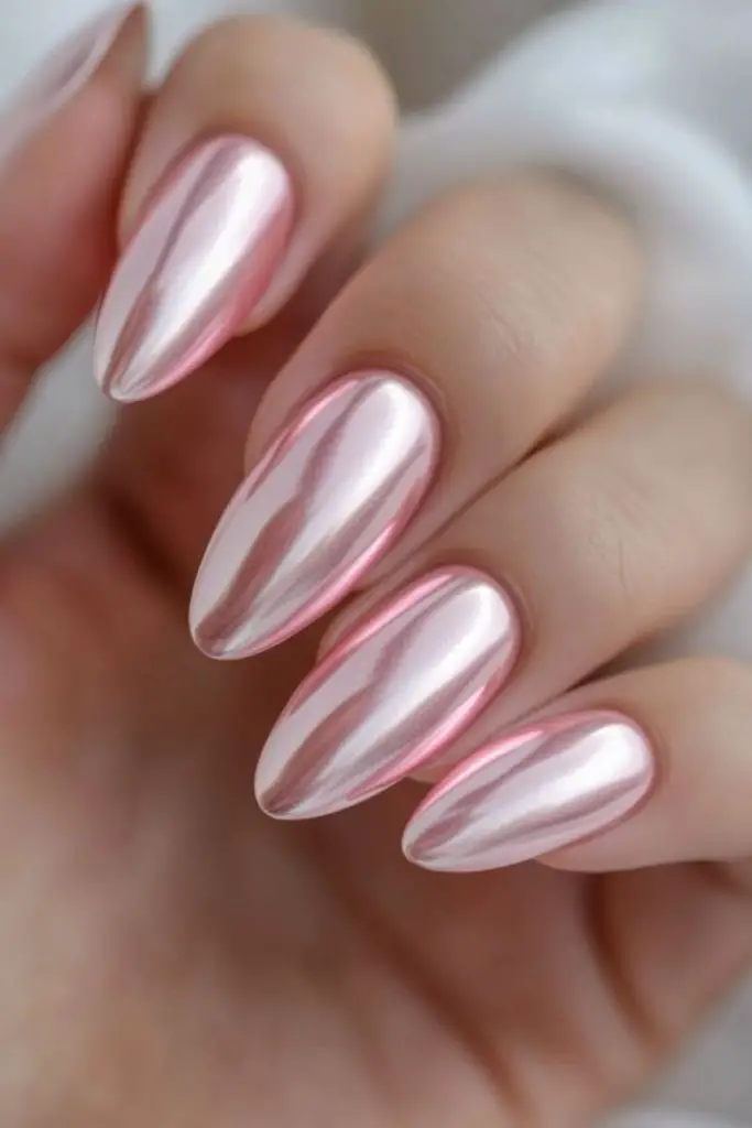 Reflective chrome futuristic metallic acrylic nails