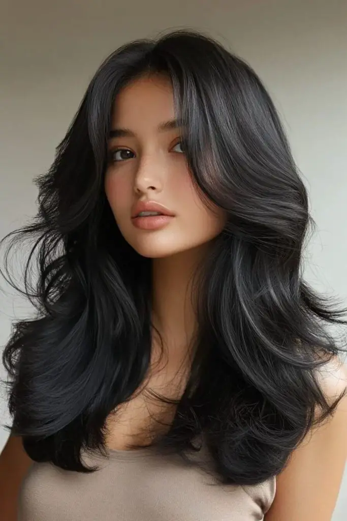 Dark layered butterfly haircut with bounce