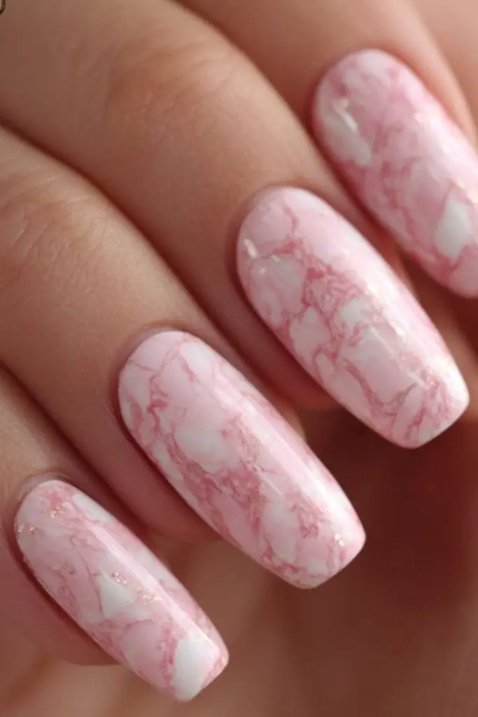 Rosy quartz inspired translucent gemstone nails