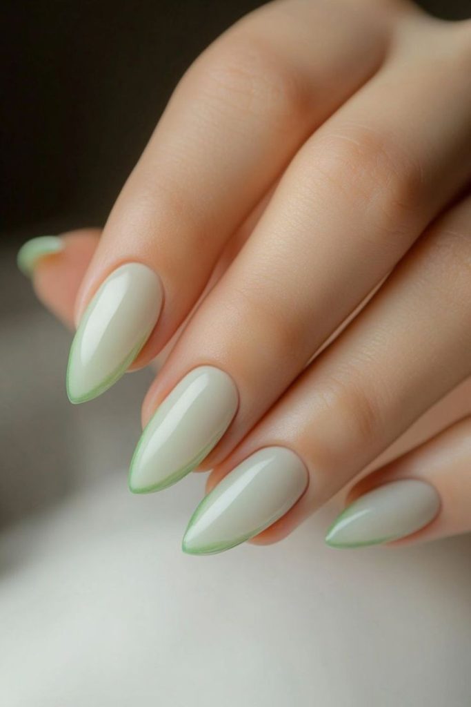 Minty fresh pastel nail style.