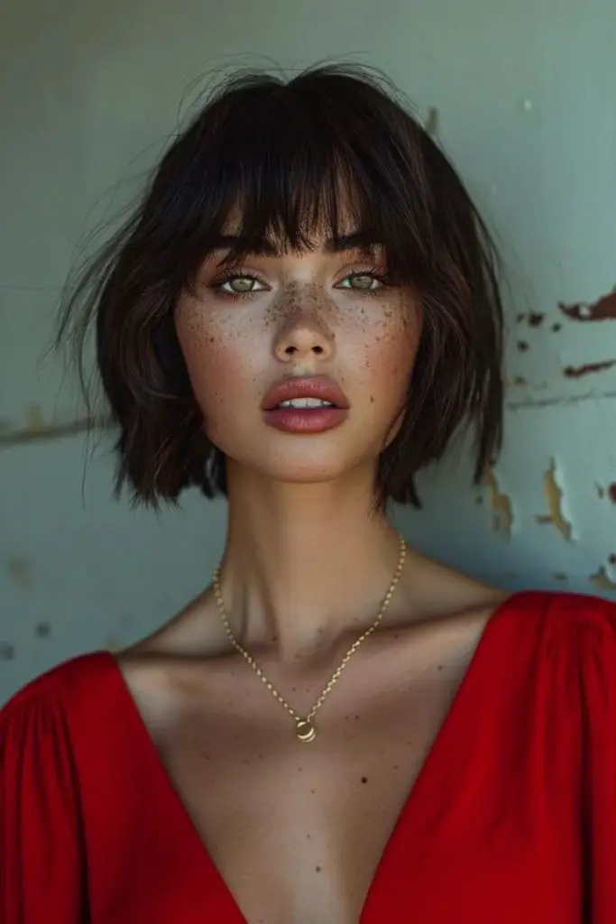 Dreamy chin-length bob with inward flicks.