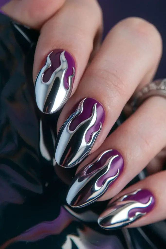 Molten metallic splatter fiery splattered nails