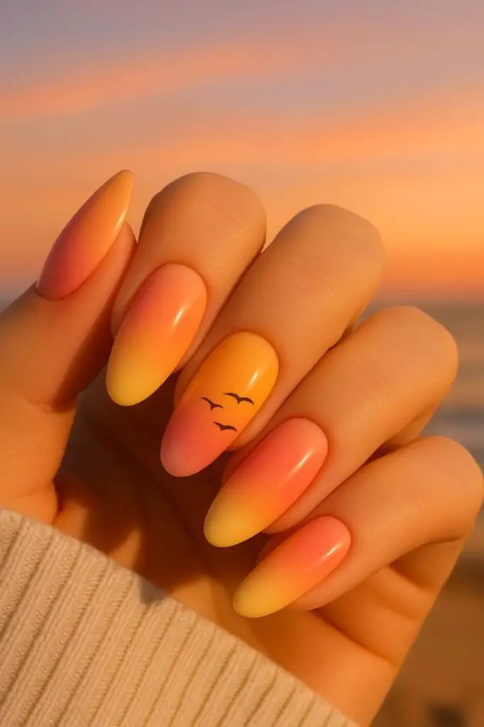 Molten sunset melt warm sunset nails