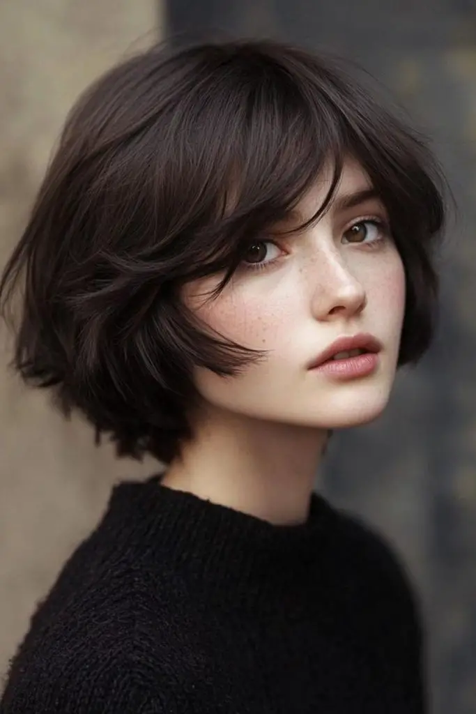 Sleek blunt bob with shadowed length.