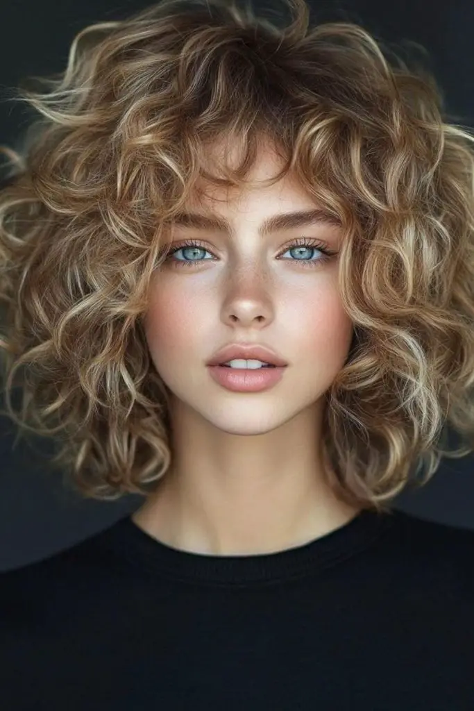 Circular curls forming a low halo