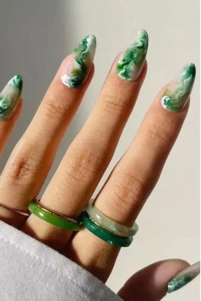 Moss jade cascade earthy matte nails