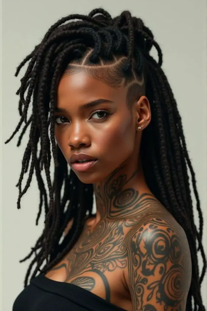 High puff locs with natural volume