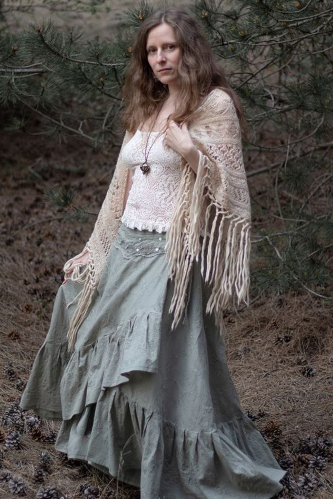 Layered bohemian shawls flowing skirts look